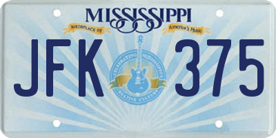 MS license plate JFK375