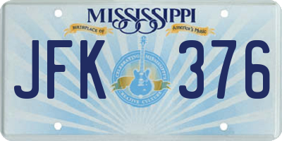 MS license plate JFK376