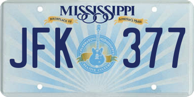 MS license plate JFK377
