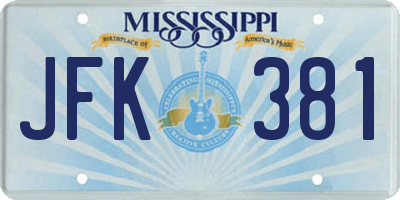 MS license plate JFK381
