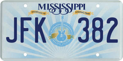 MS license plate JFK382