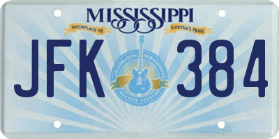 MS license plate JFK384