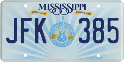 MS license plate JFK385