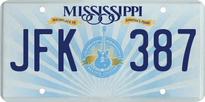 MS license plate JFK387