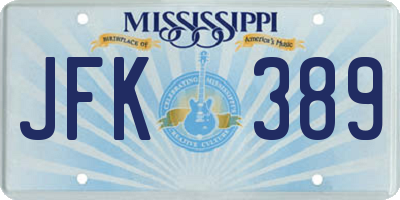 MS license plate JFK389