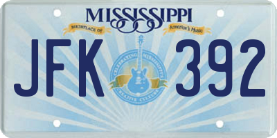 MS license plate JFK392