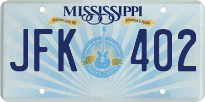 MS license plate JFK402