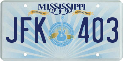 MS license plate JFK403