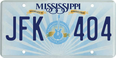 MS license plate JFK404