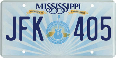 MS license plate JFK405