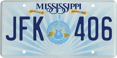 MS license plate JFK406
