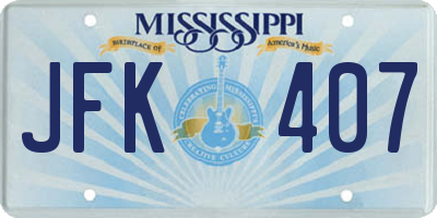 MS license plate JFK407