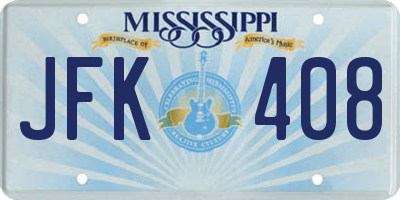 MS license plate JFK408