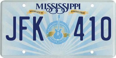 MS license plate JFK410