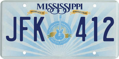 MS license plate JFK412