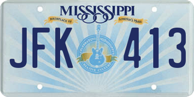 MS license plate JFK413
