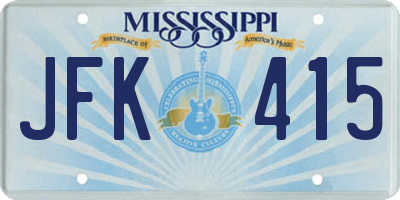 MS license plate JFK415