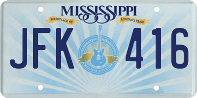 MS license plate JFK416