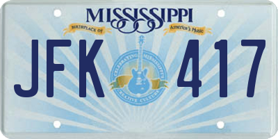 MS license plate JFK417
