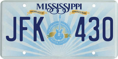 MS license plate JFK430
