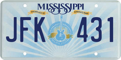MS license plate JFK431