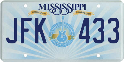 MS license plate JFK433