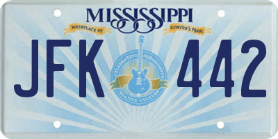 MS license plate JFK442