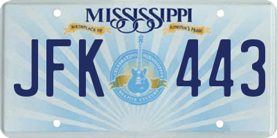 MS license plate JFK443