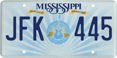 MS license plate JFK445