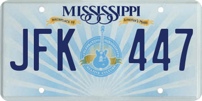 MS license plate JFK447