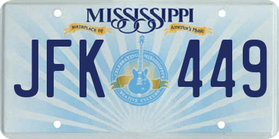 MS license plate JFK449