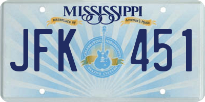 MS license plate JFK451