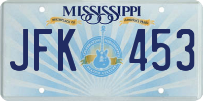MS license plate JFK453
