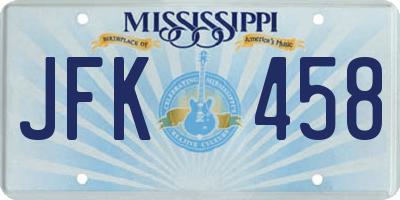 MS license plate JFK458