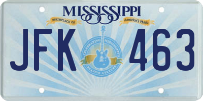 MS license plate JFK463