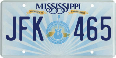 MS license plate JFK465