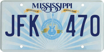 MS license plate JFK470