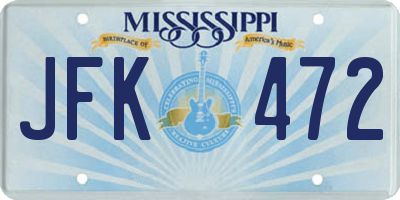 MS license plate JFK472
