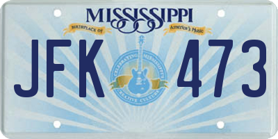 MS license plate JFK473