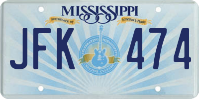 MS license plate JFK474