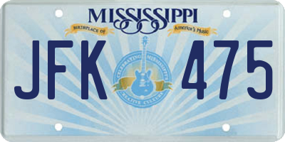 MS license plate JFK475