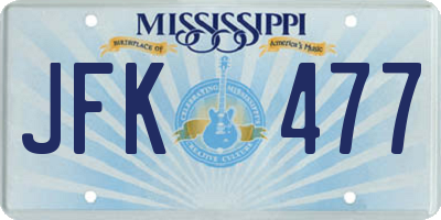 MS license plate JFK477