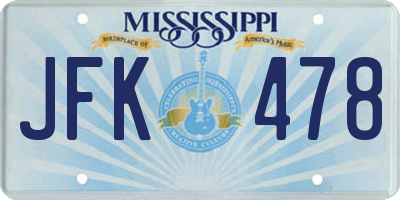 MS license plate JFK478
