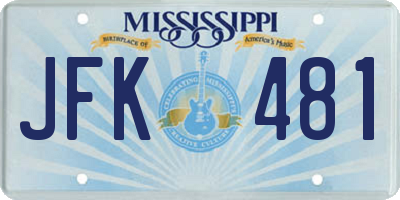 MS license plate JFK481