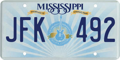 MS license plate JFK492