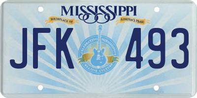 MS license plate JFK493