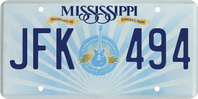 MS license plate JFK494