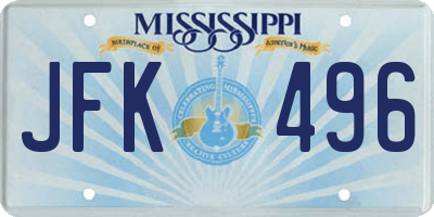MS license plate JFK496