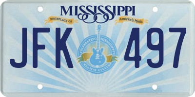 MS license plate JFK497