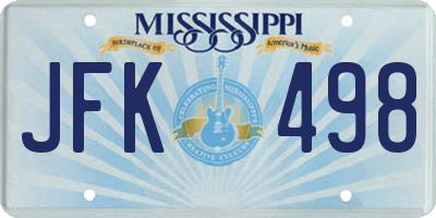 MS license plate JFK498
